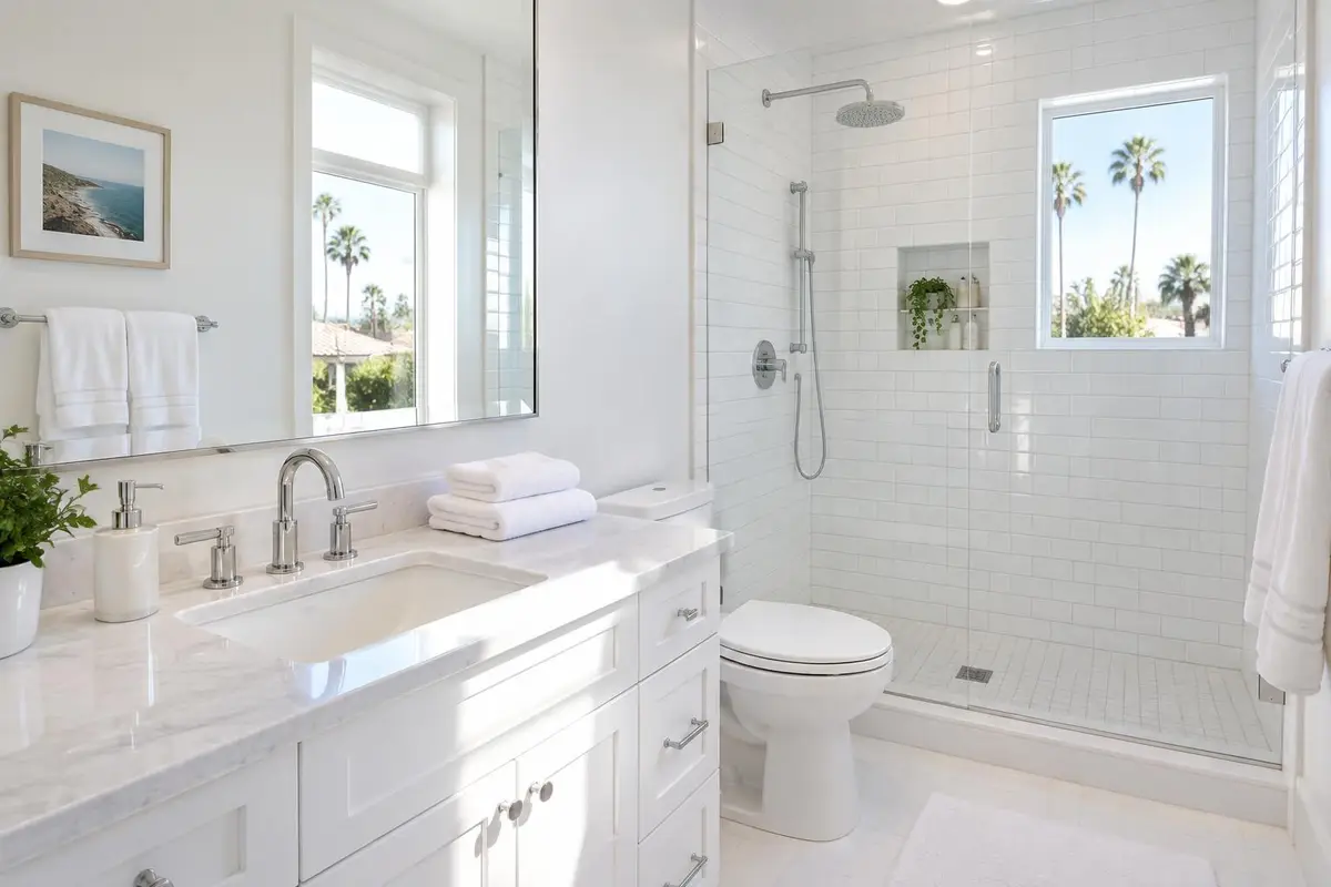 Spotless bathroom with shining fixtures